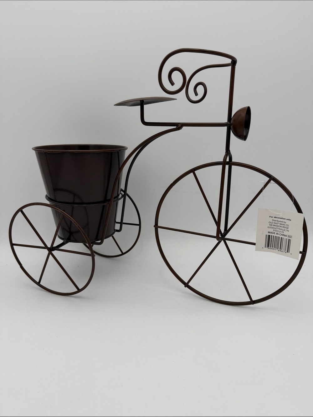 Decorative Metal Bicycle Plant Stand in Dark Brown